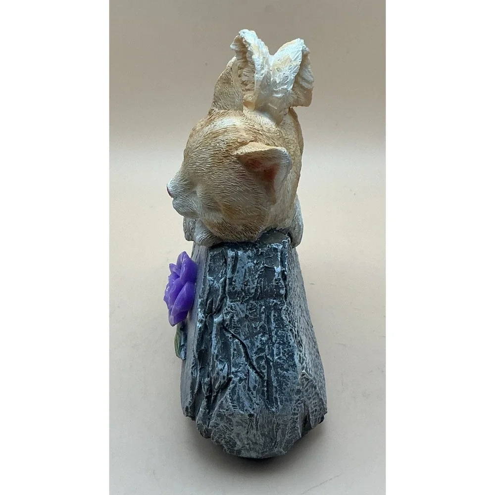 Cat Angel Memorial Statue Sleeping Orange Tabby Peace Garden Figurine Stone